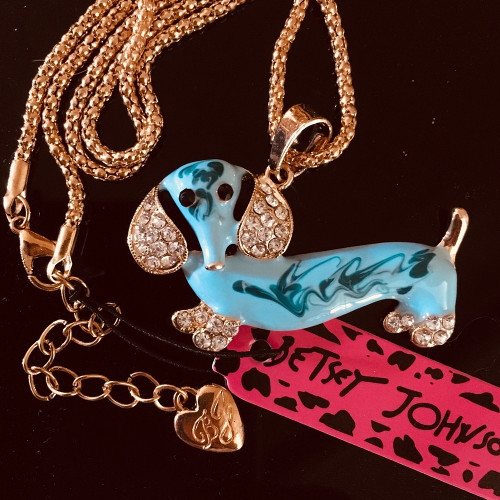 NWT BETSEY JOHNSON ENAMEL DACHSHUND NECKLACE